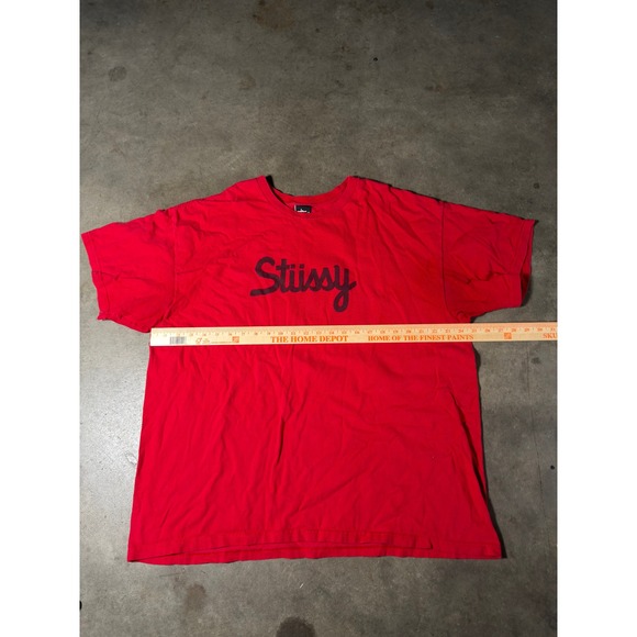 Stussy Other - Stussy Mens Red Graphic T-Shirt Script Logo Back Link Print XXL Streetwear